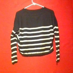 Loose cropped striped long sleeve sweater express